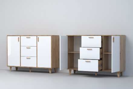 Комод с 3мя ящиками и 2 дверями К-2 ЭГО, Дуб Крафт 